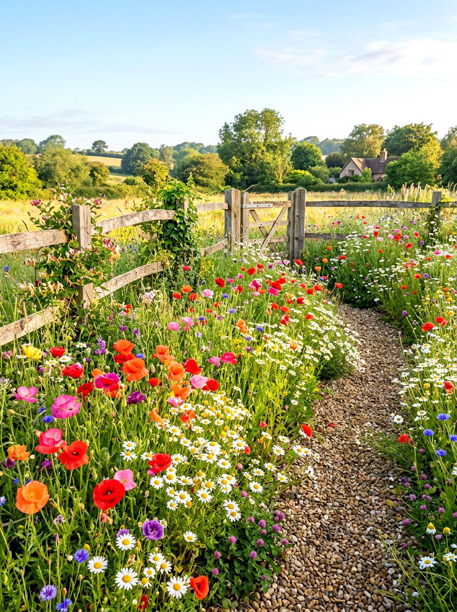Wildflower corner meadow - 30 corner yard landscaping ideas