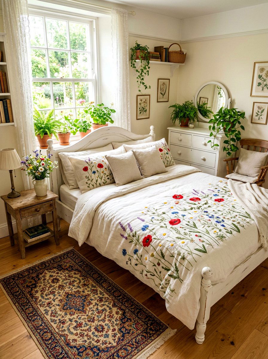 Wildflower embroidery set - 30 embroidered bedding ideas