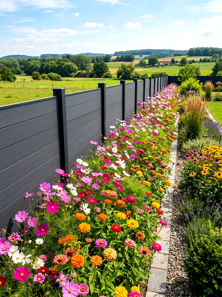 Wildflower fence line - 30 pollinator backyard garden ideas