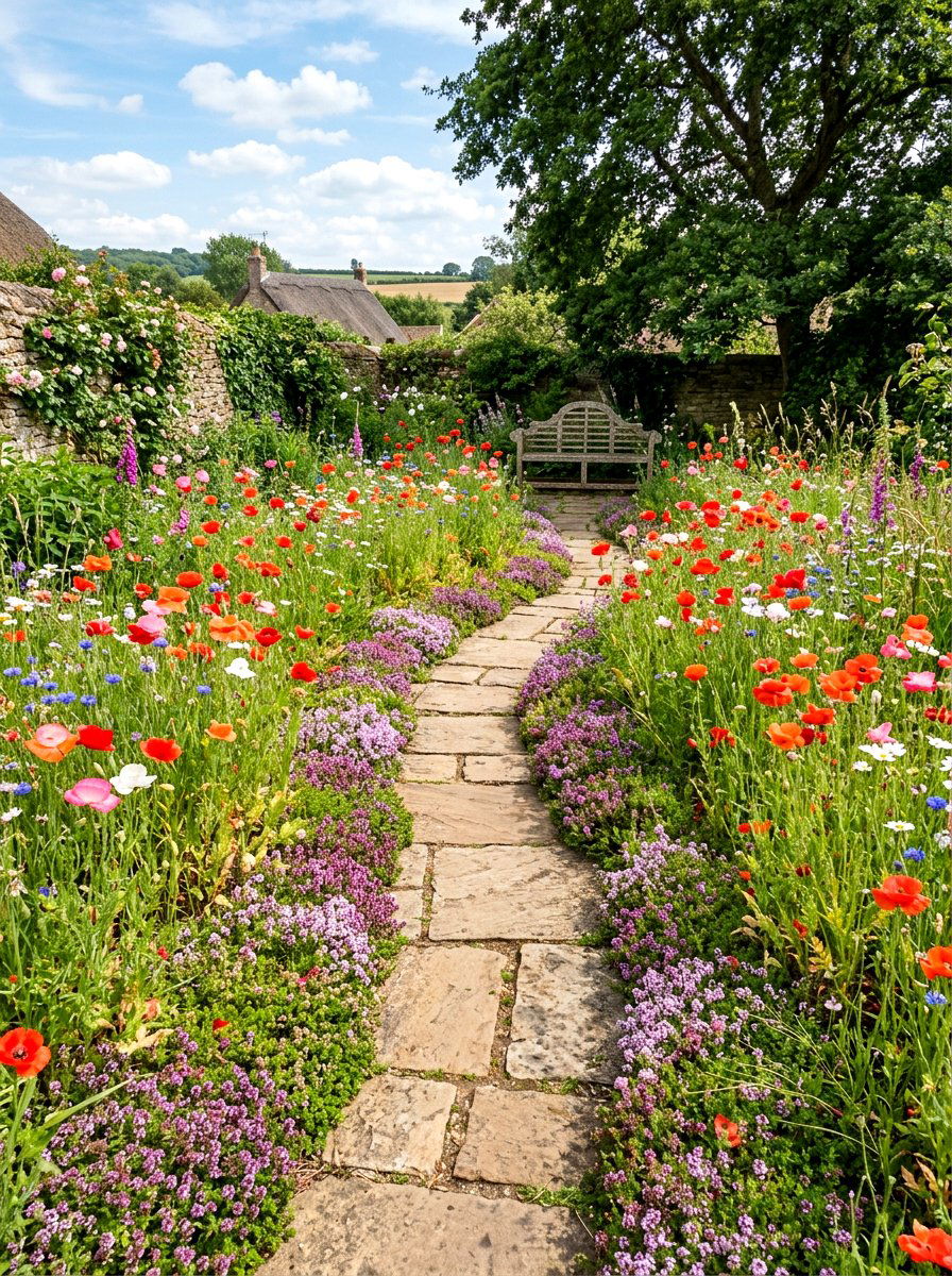 Wildflower garden path - 30 wildflower patch ideas