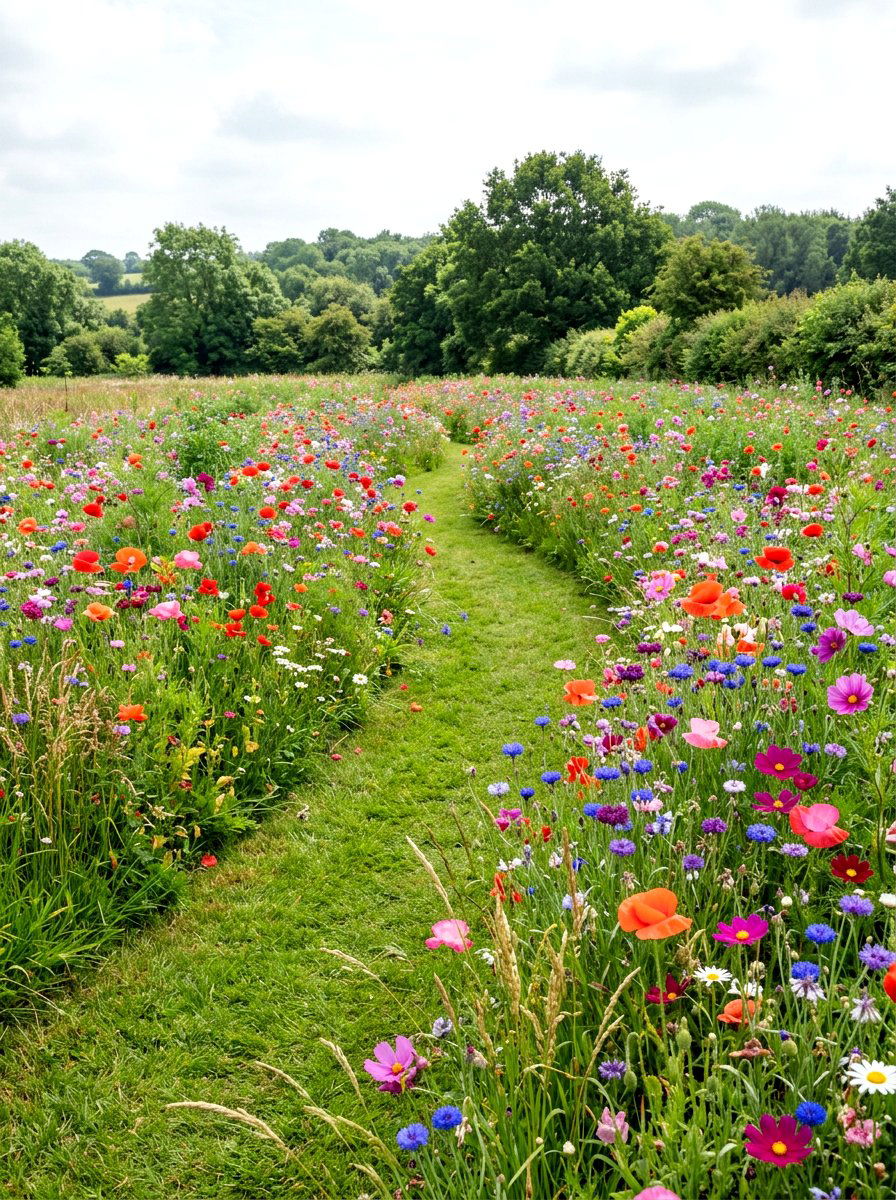 Wildflower garden path - 30 front path flower bed ideas