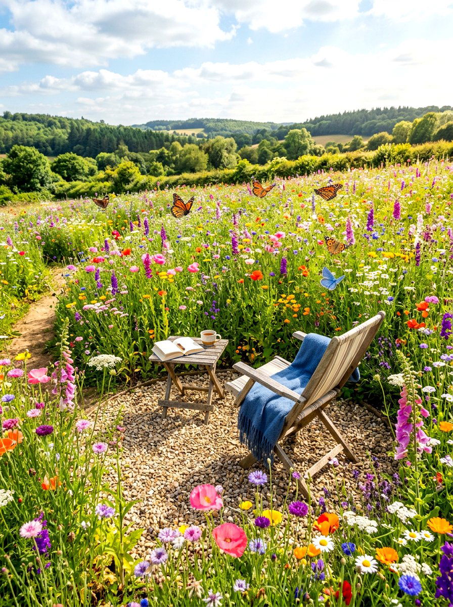 Wildflower garden spot - 30 outdoor reading garden ideas