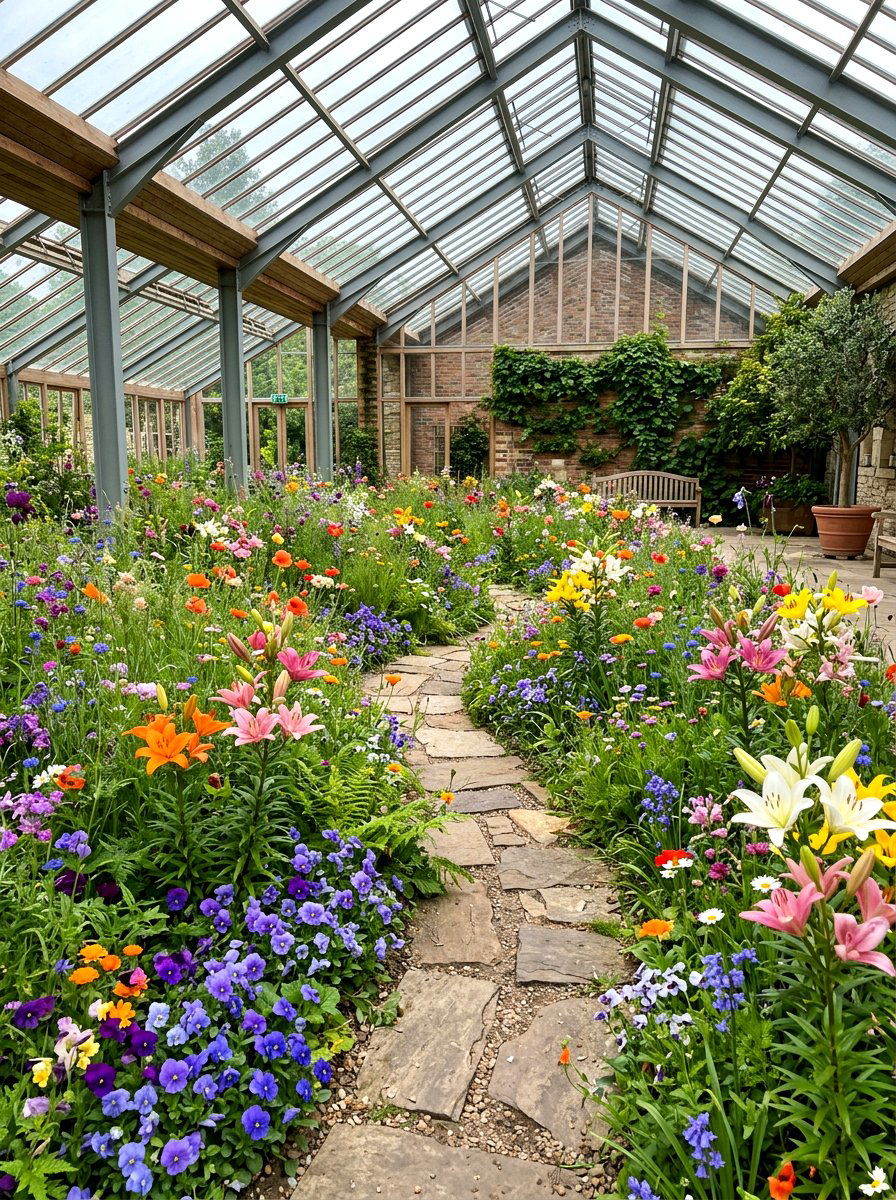 Wildflower indoor meadow - 30 indoor courtyard garden ideas
