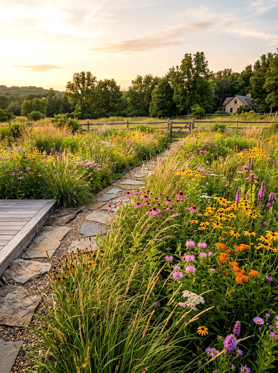 Wildflower meadow backyard - 30 cottagecore garden ideas