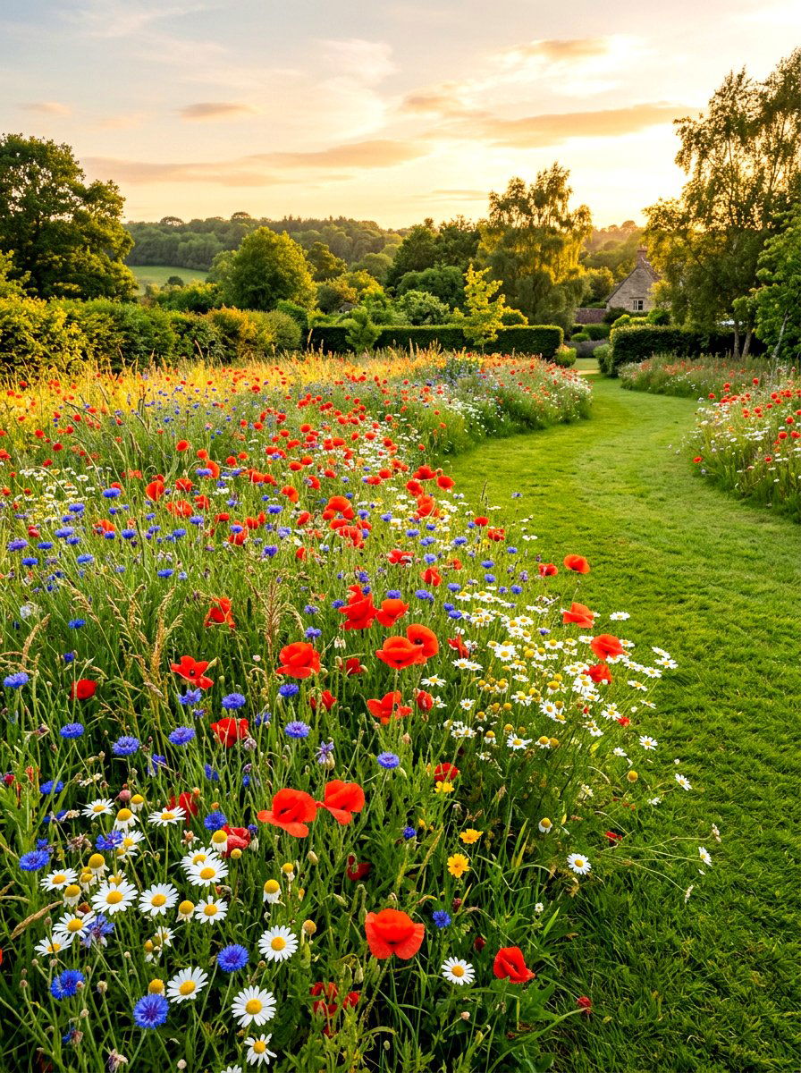 Wildflower meadow edge - 30 bee garden border ideas