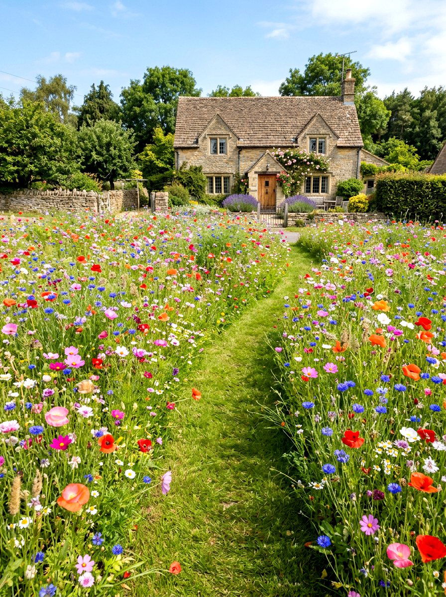 Wildflower meadow front yard - 30 cottage front yard garden ideas