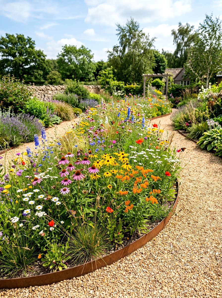 Wildflower meadow garden patch - 30 warm minimalist garden ideas