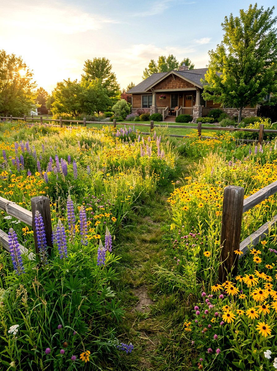 Wildflower meadow lawn replacement - 30 front yard makeover ideas