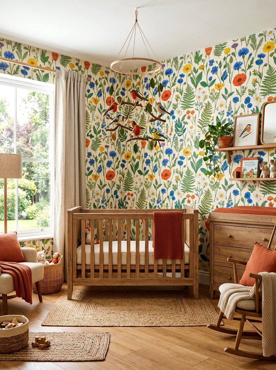 Wildflower nursery wallpaper - 30 floral nursery wallpaper ideas
