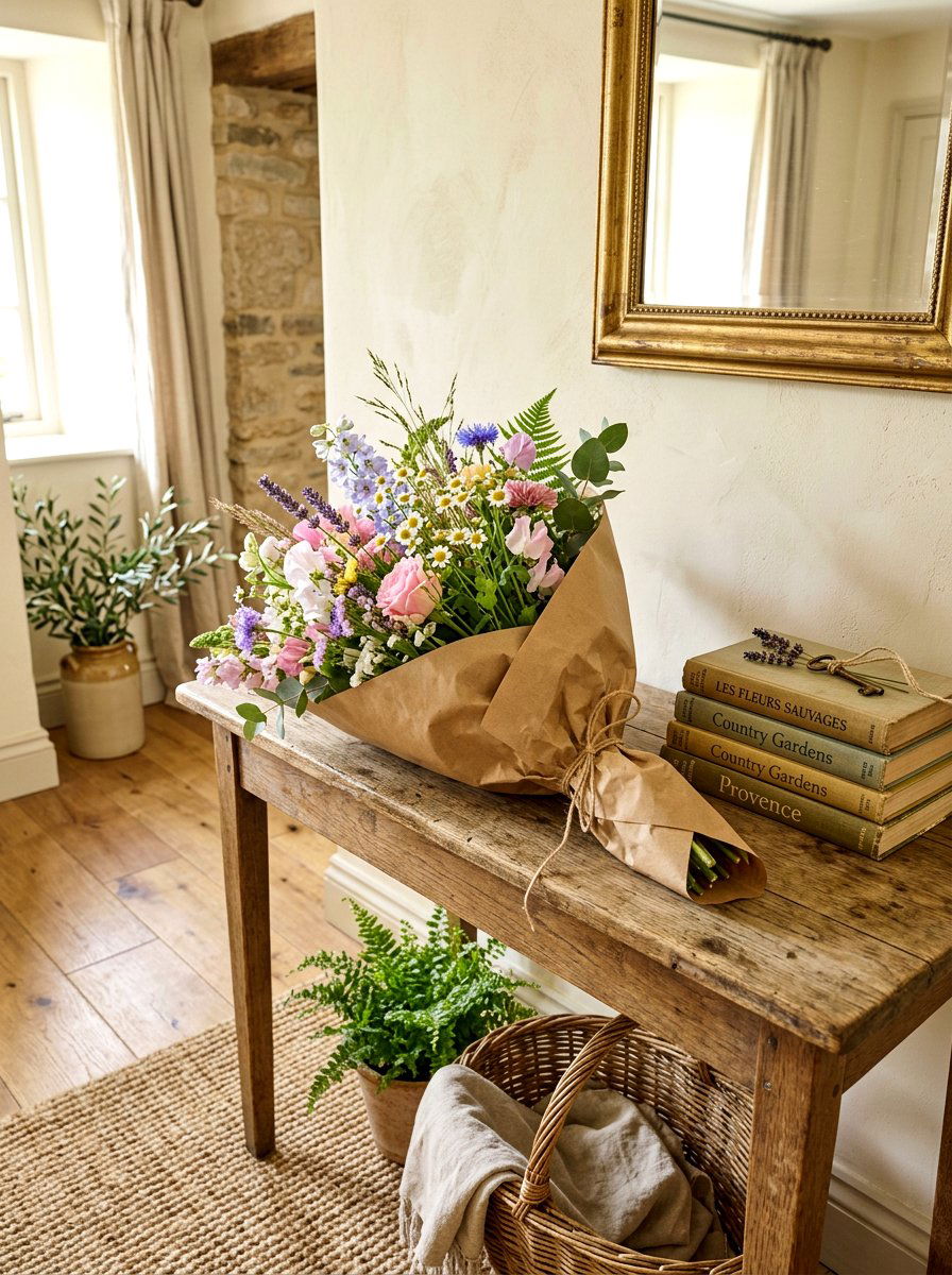 Wildflowers in paper wrap - 30 market bouquet decor ideas