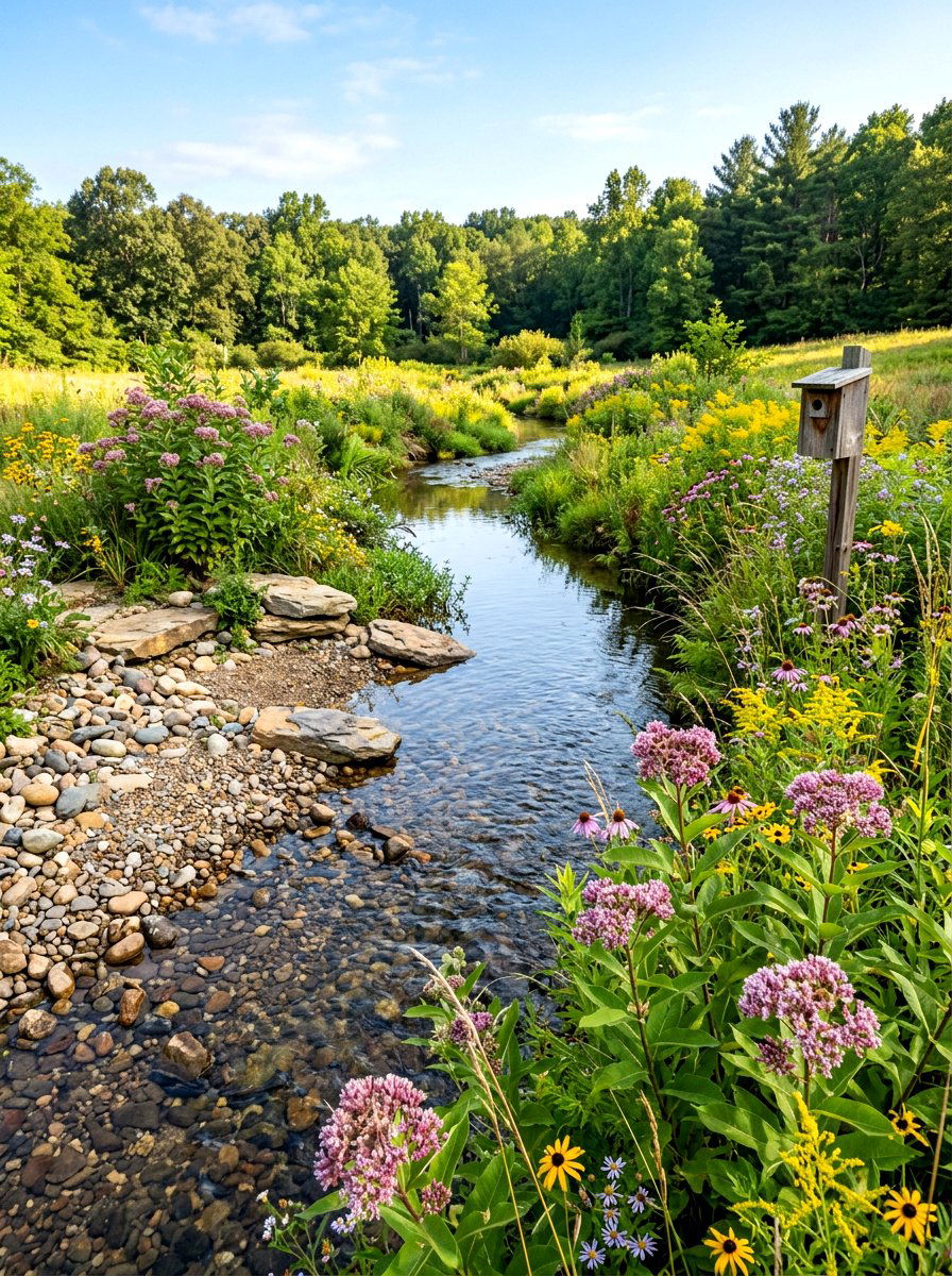 Wildlife habitat stream - 30 backyard stream ideas
