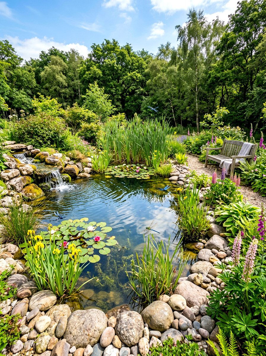 Wildlife pond garden sanctuary - 30 weekend garden retreat ideas