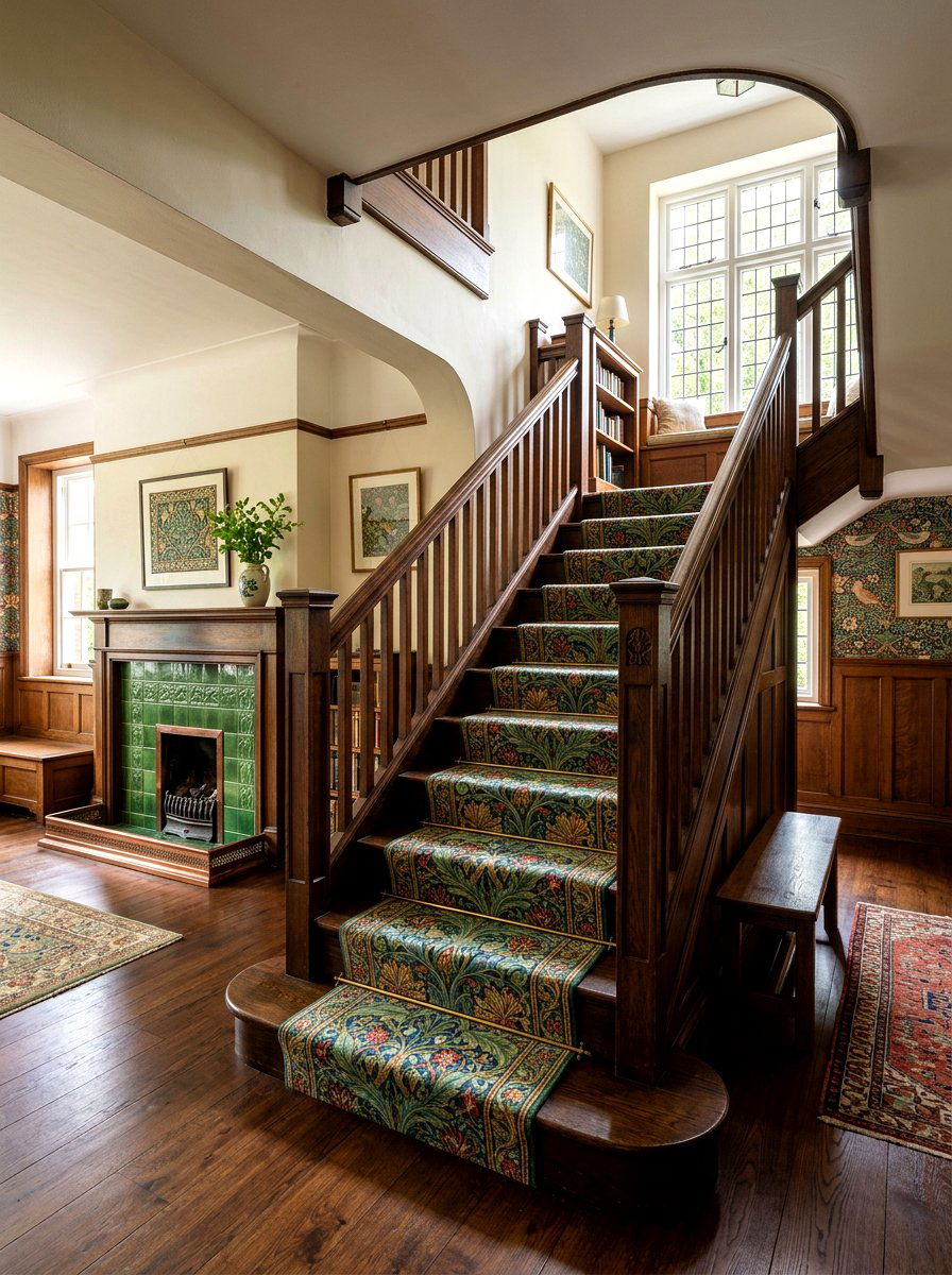 William Morris Stair Runner - 30 vintage stair carpet ideas