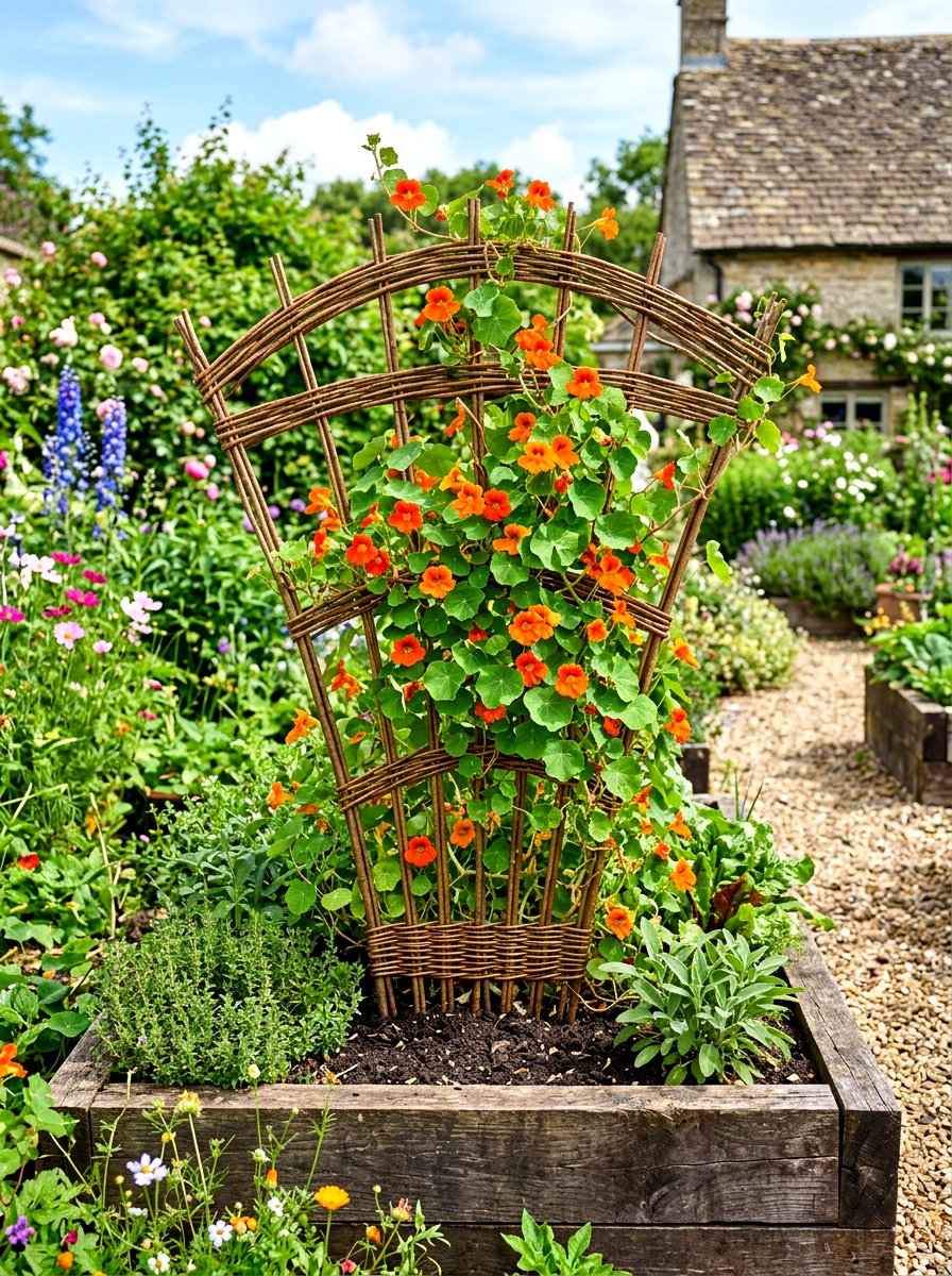 Willow Branch Fan Trellis - 30 raised bed trellis ideas