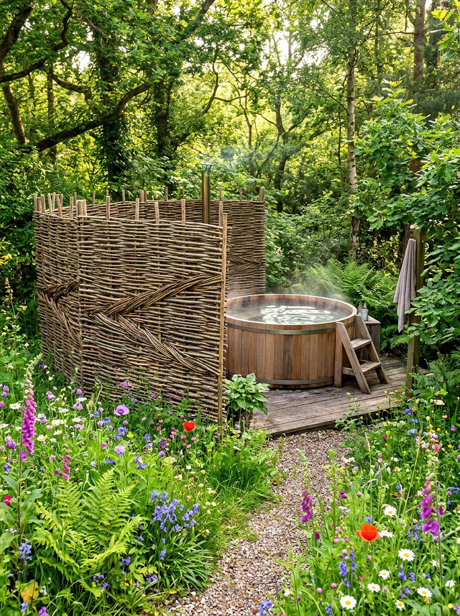 Willow Branch Fencing - 30 hot tub privacy fence ideas