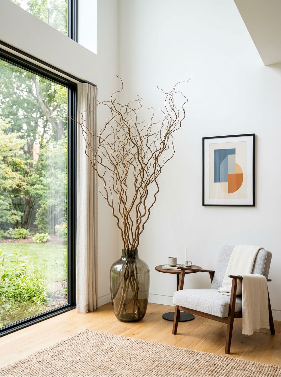 Willow Branch Vase - 30 winter greenery decor ideas