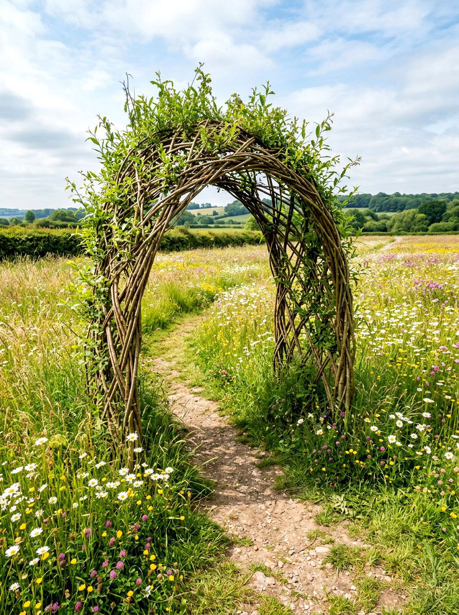 Willow Branch Woven Arbor - 30 arbor garden entrance ideas
