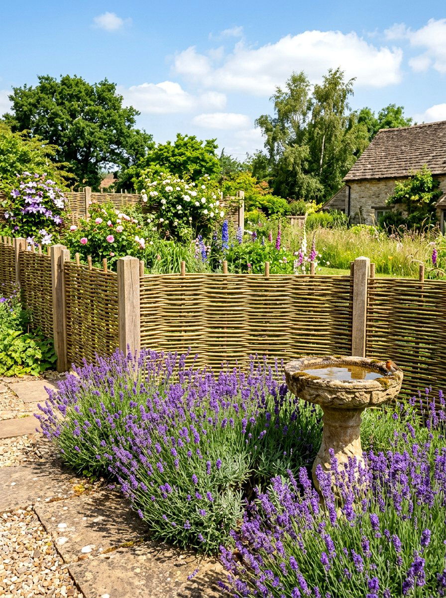 Willow Hurdle Fence - 30 courtyard privacy wall ideas