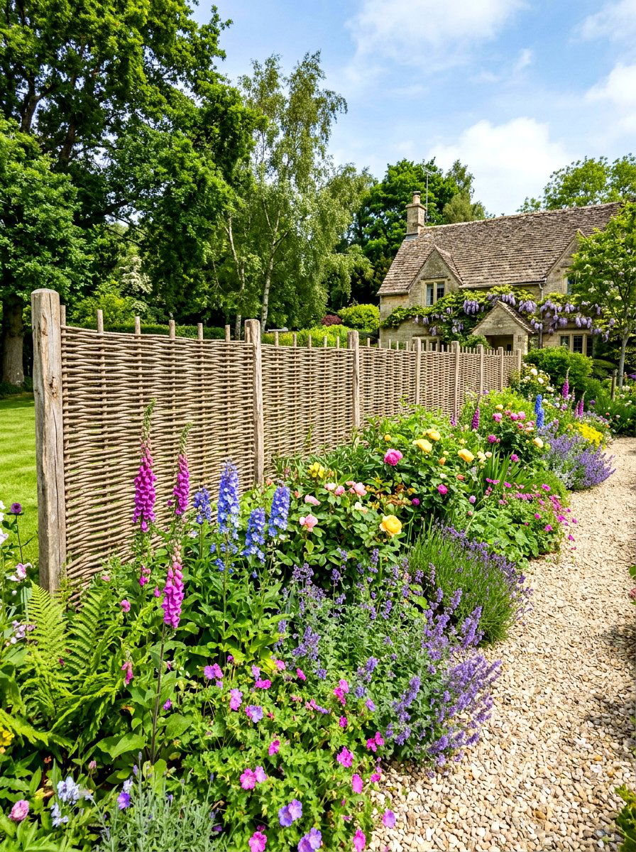 Willow Hurdle Fence - 30 trash bin screen ideas