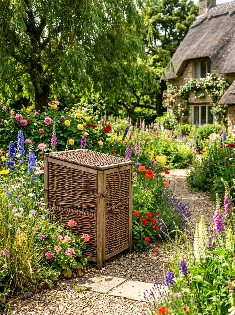 Willow trash bin panel - 30 trash can enclosure ideas