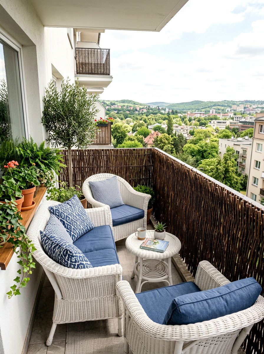 Willow twig fence - 30 apartment patio privacy ideas