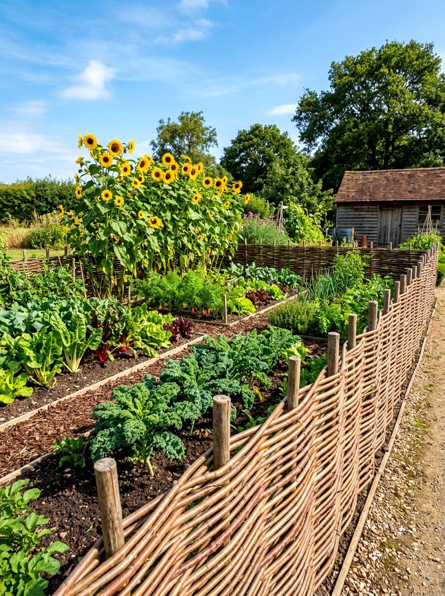 Willow wattle garden fencing - 30 cottagecore garden ideas