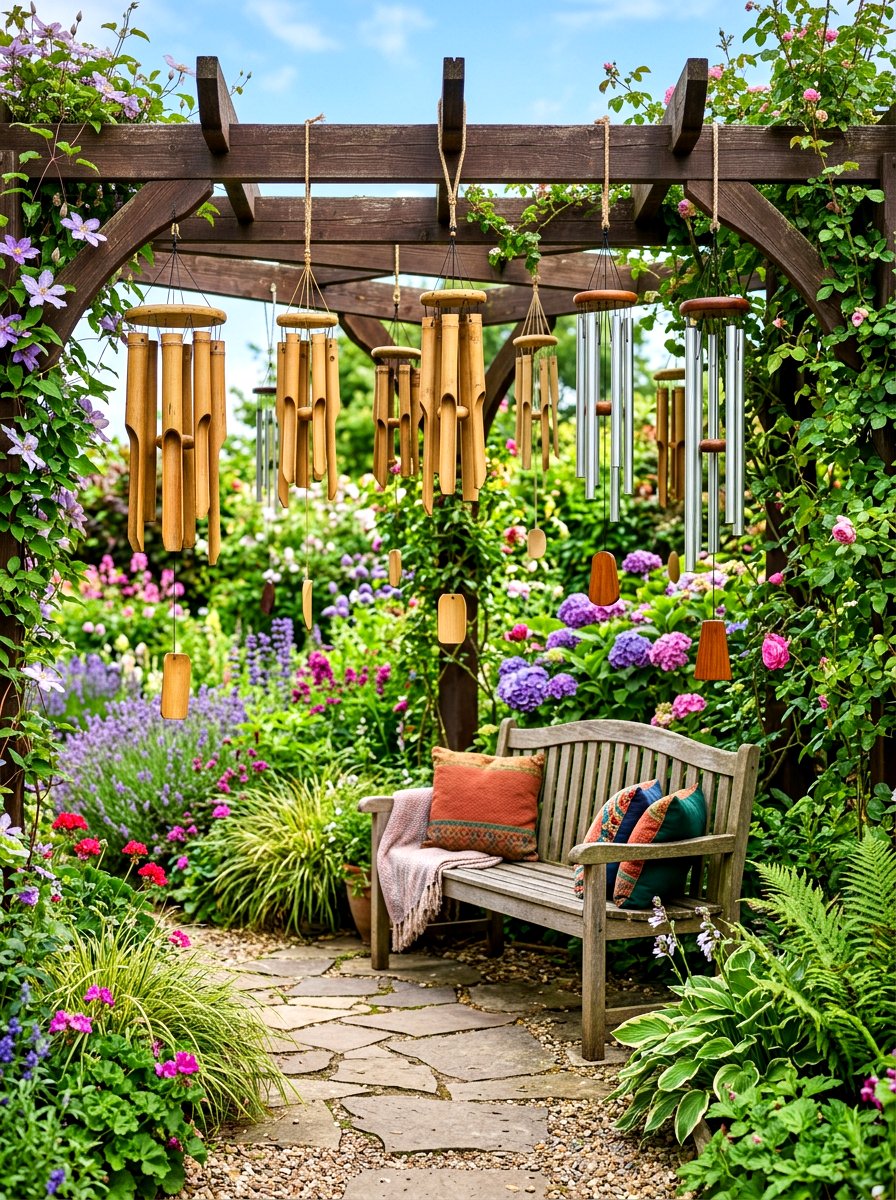 Wind Chime Area - 30 outdoor meditation corner ideas