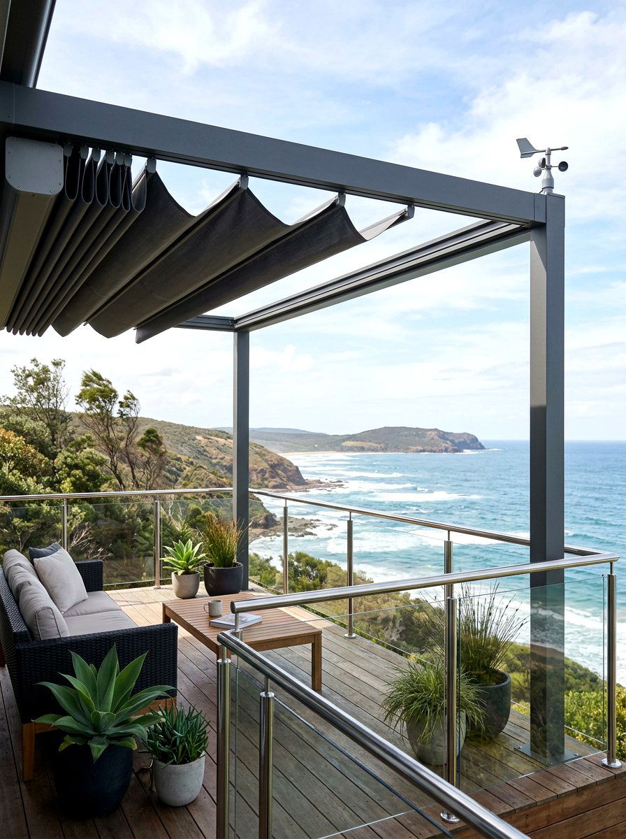 Wind Sensor Automatic Pergola - 30 retractable pergola shade ideas