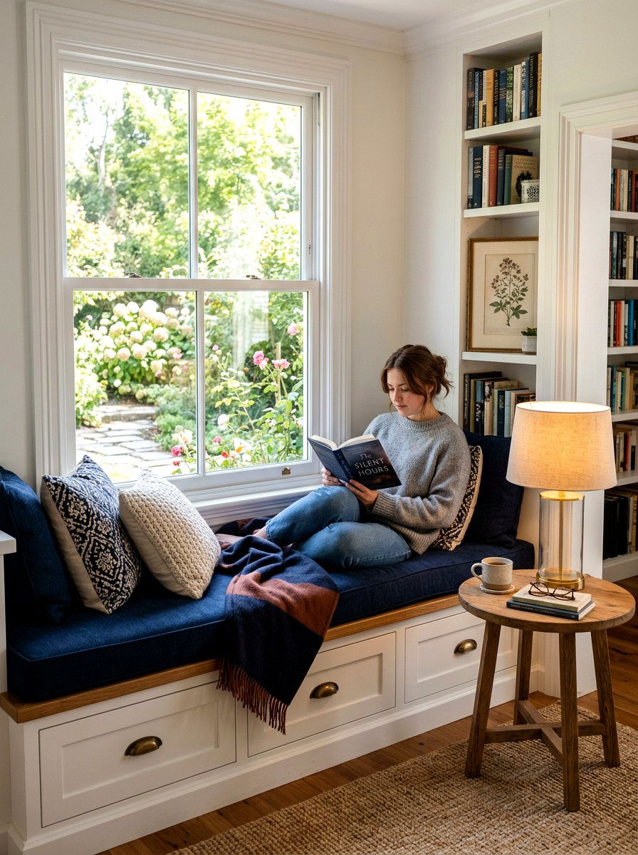 Window Bench Reading Nook - 30 private study room ideas