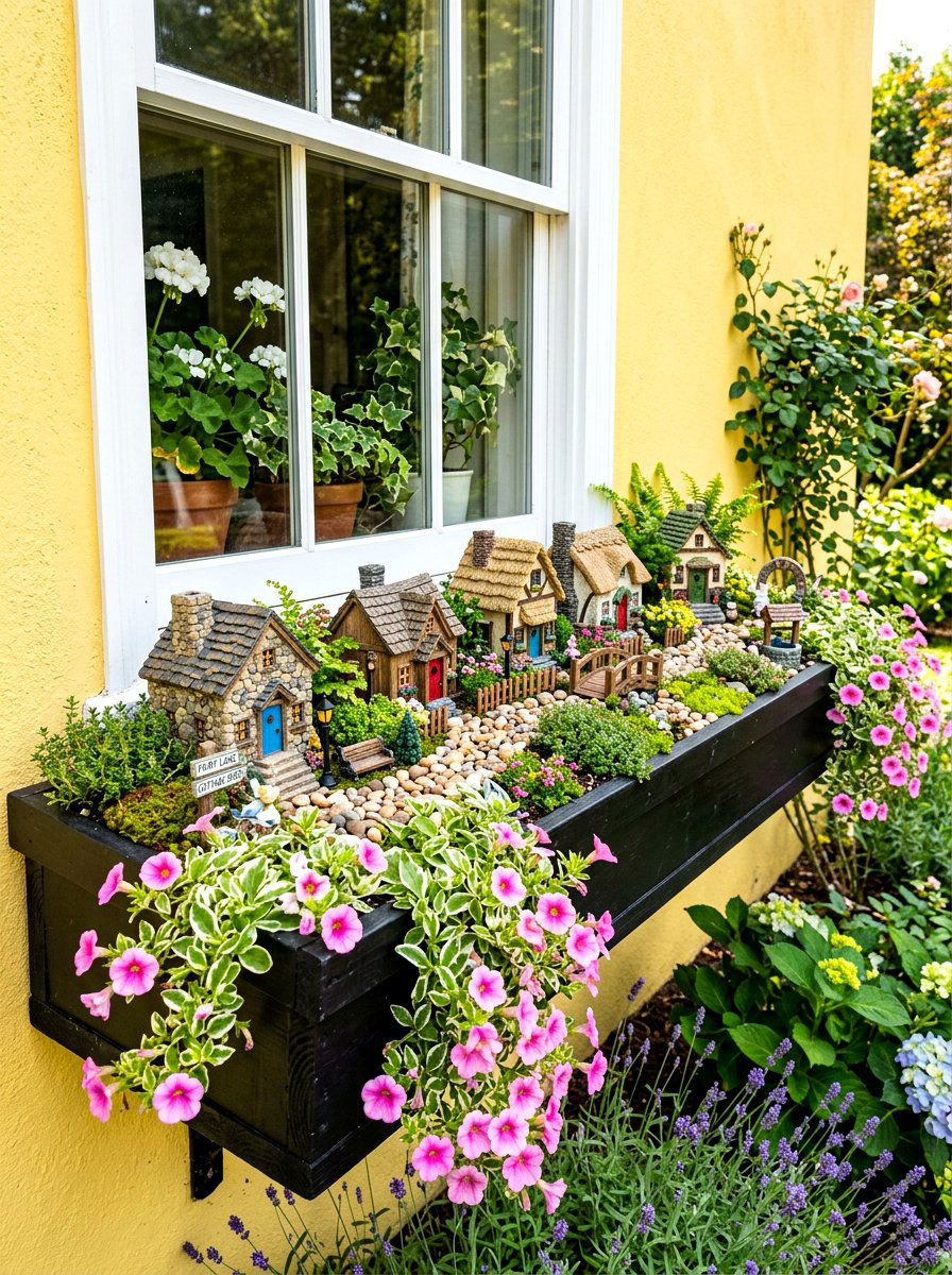 Window Box Fairy Garden - 30 miniature fairy garden ideas