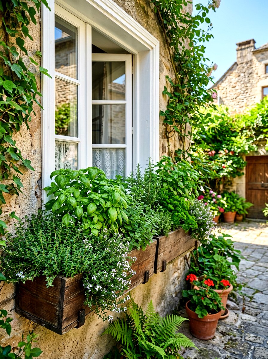 Window Box Herb Garden - 30 courtyard herb garden ideas