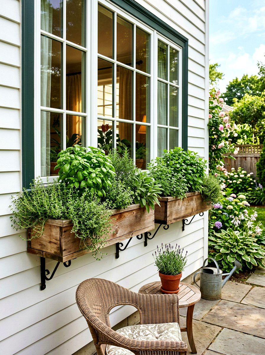 Window Box Herbs - 30 patio herb garden ideas