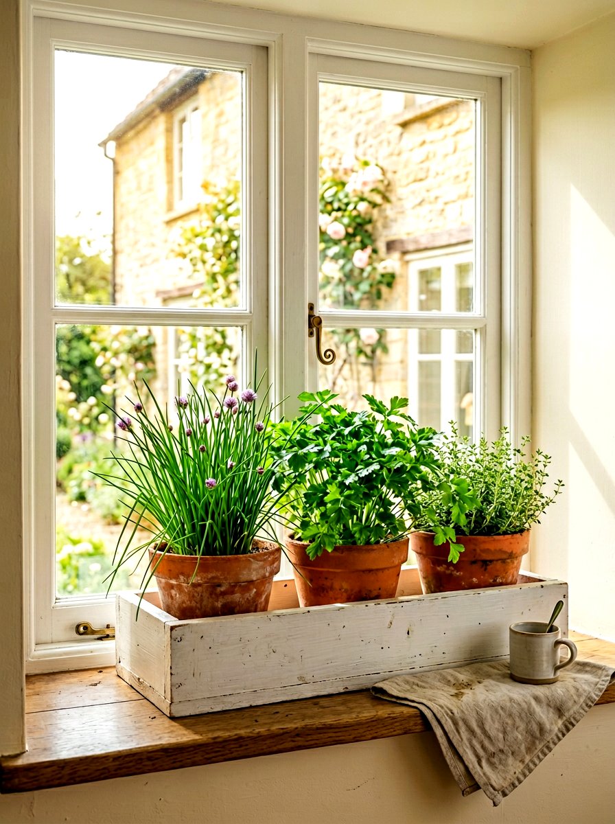 Window Box Herbs - 30 kitchen garden ideas