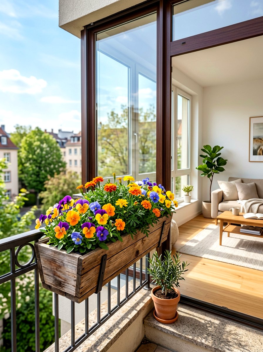 Window Box Planter - 30 small apartment balcony garden ideas