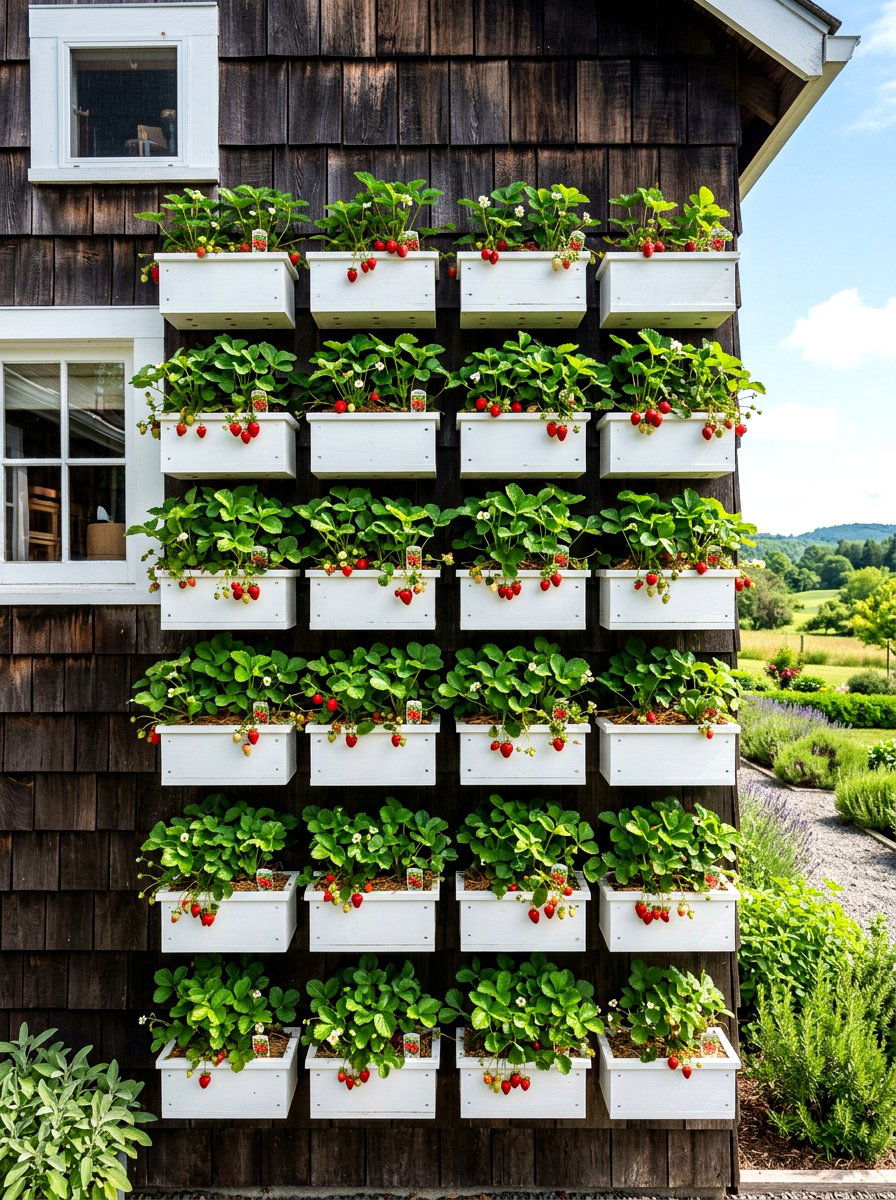 Window Box Vertical Grid - 30 vertical strawberry garden ideas