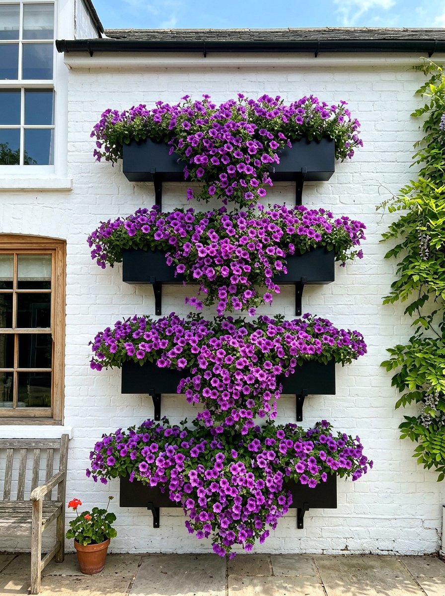 Window Box Vertical Stack - 30 vertical flower garden ideas