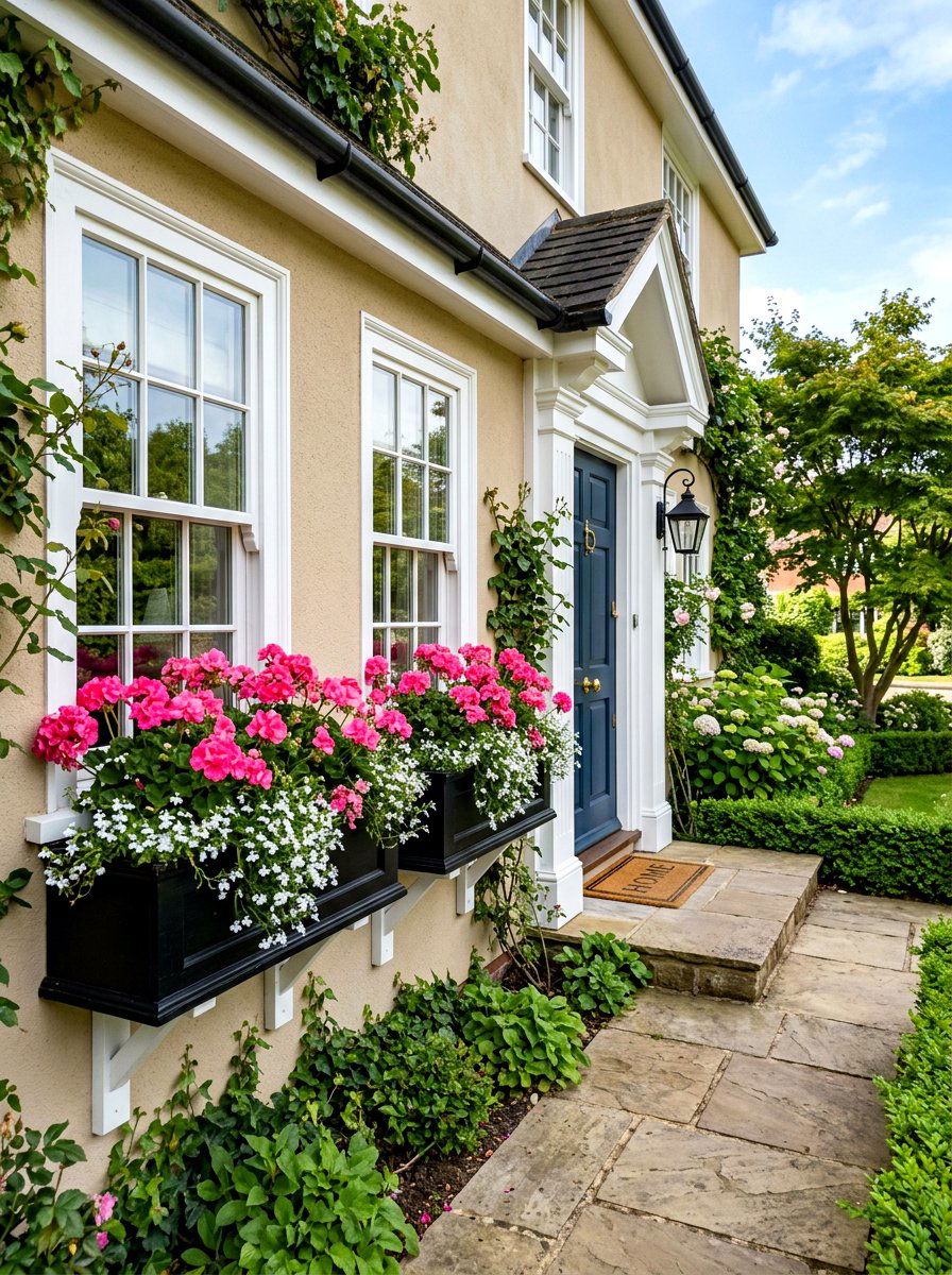 Window Boxes - 30 house entrance landscaping ideas