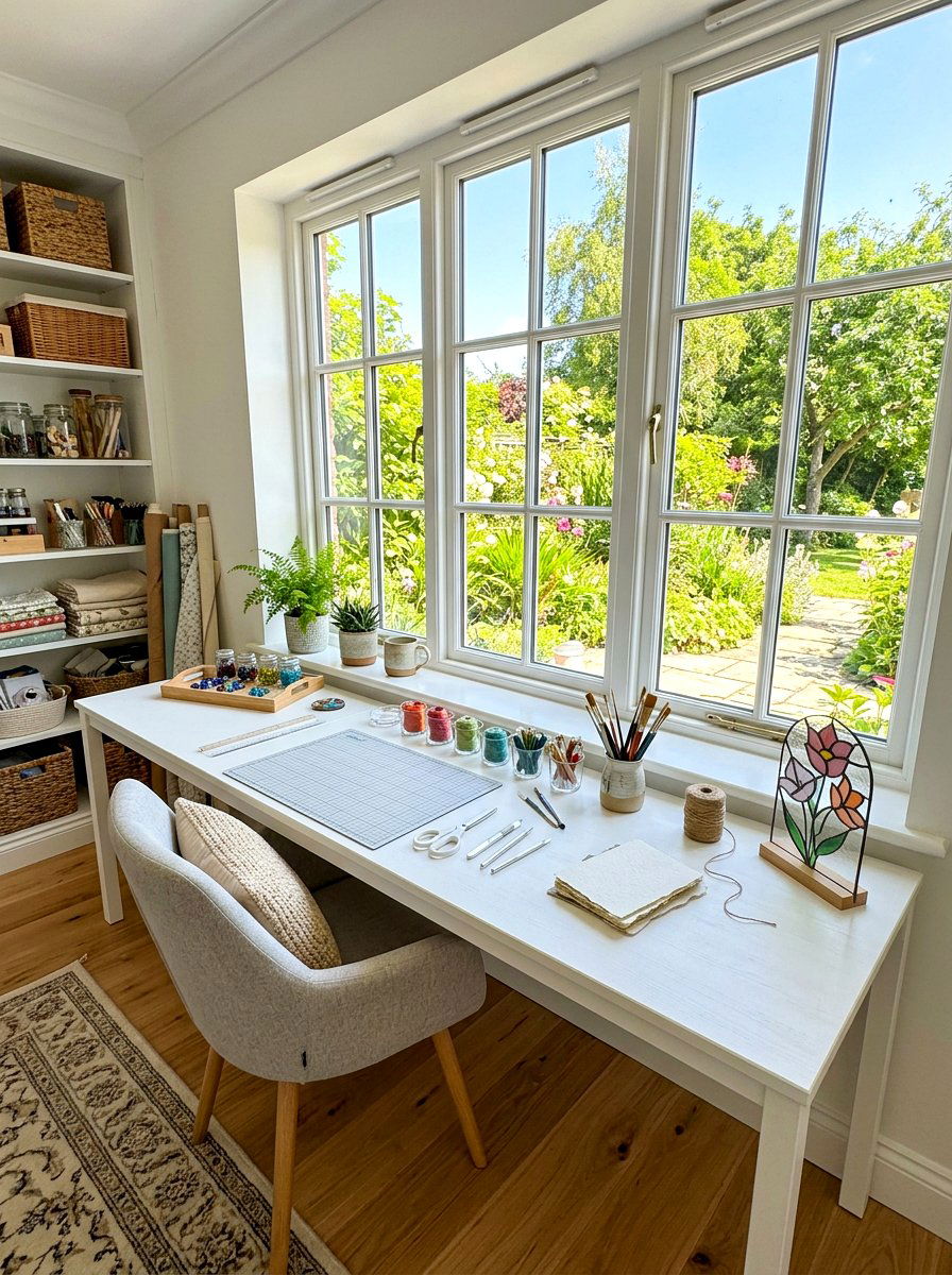 Window Craft Table - 30 scrapbook room ideas