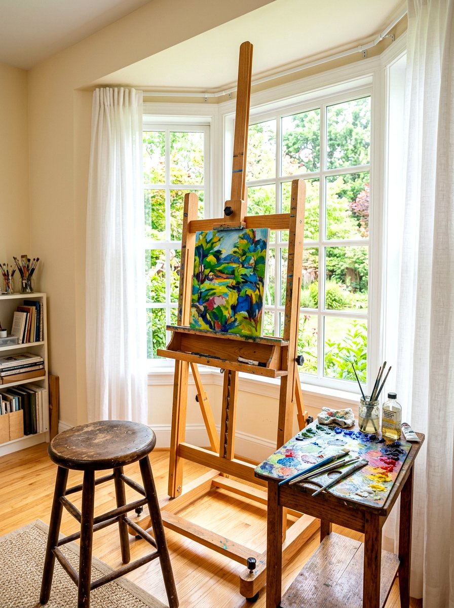Window Easel Placement - 30 art corner ideas