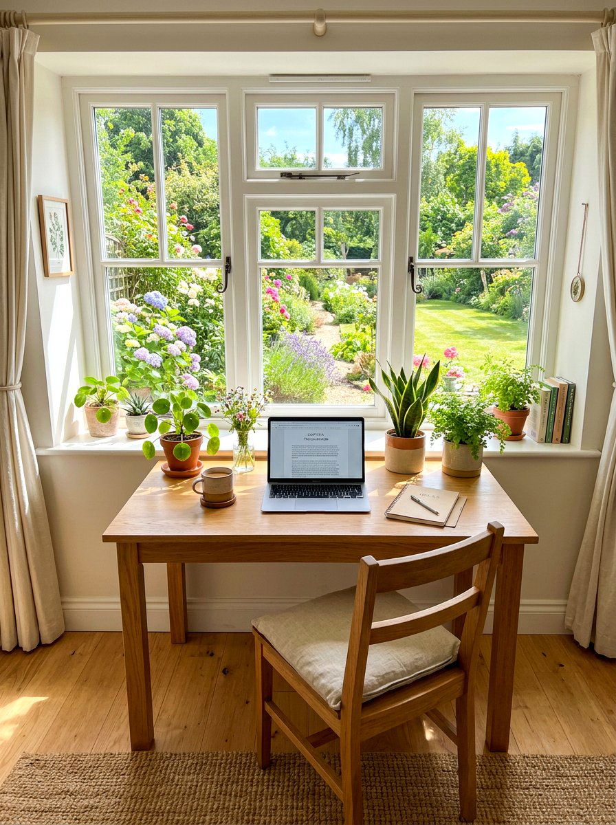Window Facing Writing Desk - 30 author office ideas