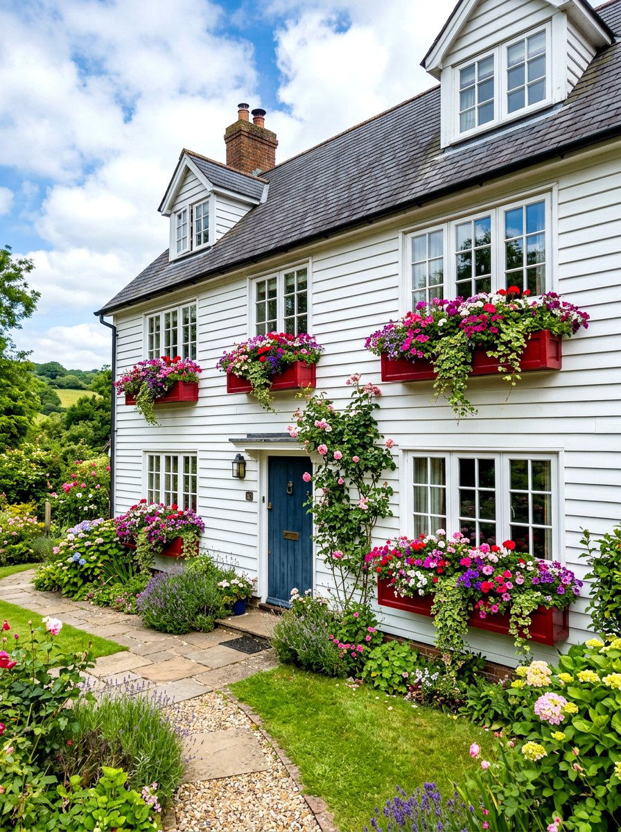 Window Flower Box Cottage - 30 tiny cottage exterior ideas
