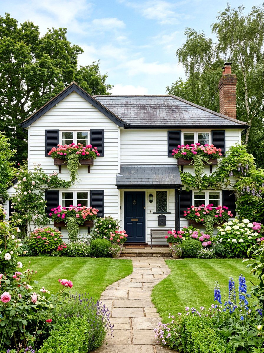 Window Flower Boxes - 30 front facade makeover ideas
