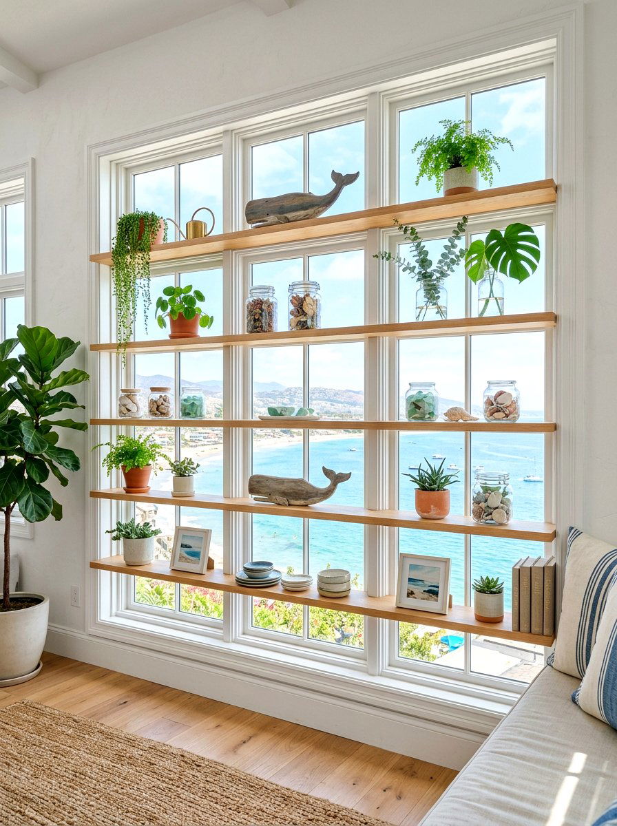 Window Frame Open Shelving - 30 open shelving kitchen decor ideas
