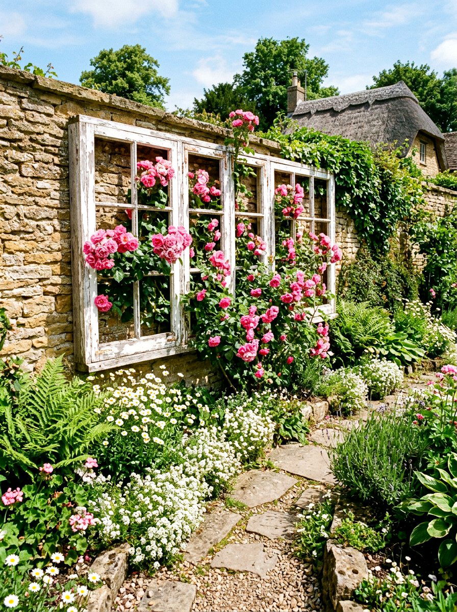 Window Frame Trellis - 30 budget garden ideas