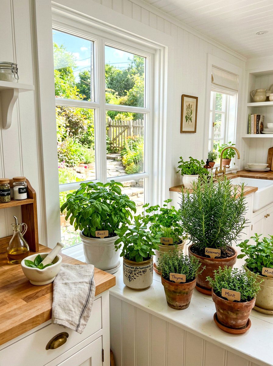 Window Herb Garden Kitchen - 30 cottage kitchen ideas