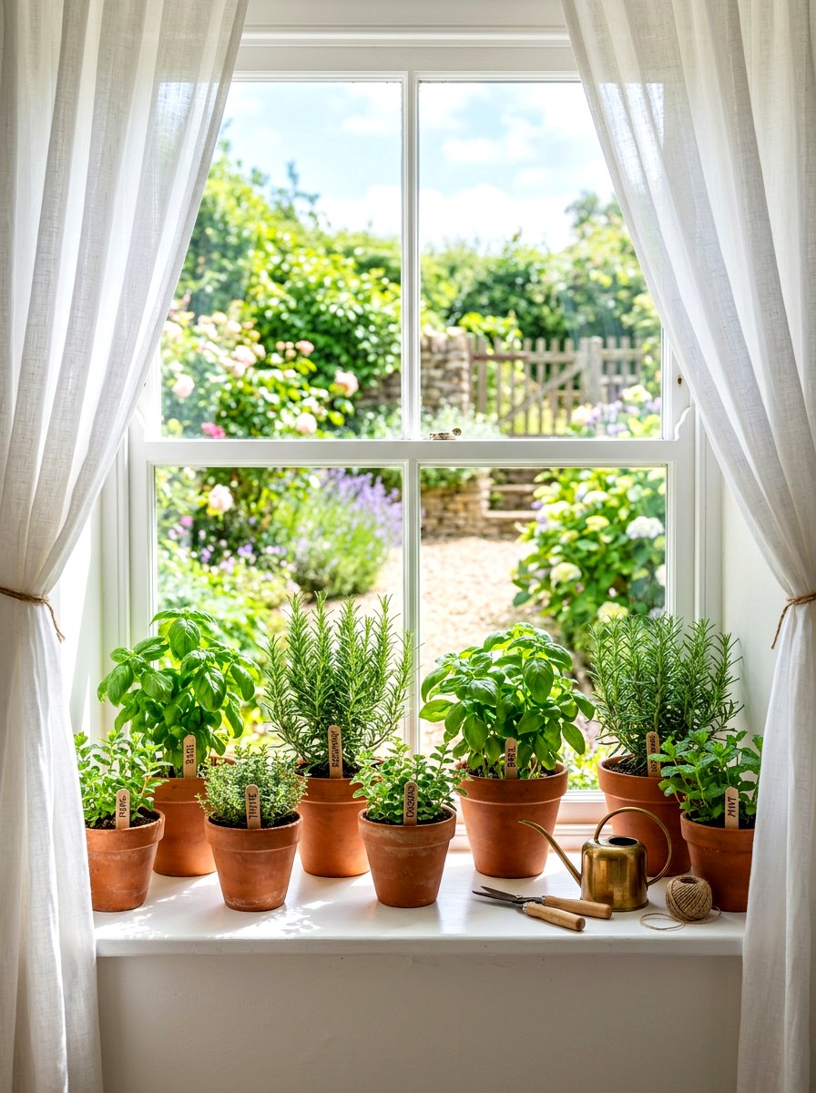 Window Herb Garden - 30 spring kitchen decor ideas