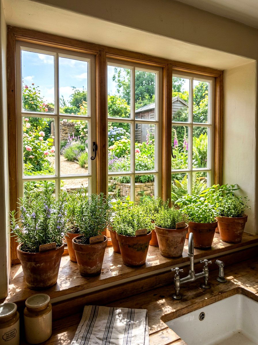 Window Herb Ledge - 30 kitchen plant ledge ideas