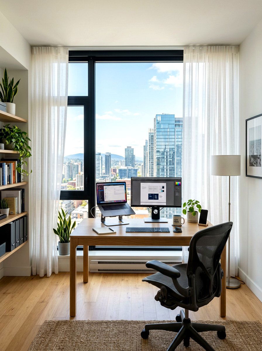 Window Light Office - 30 video call background office ideas