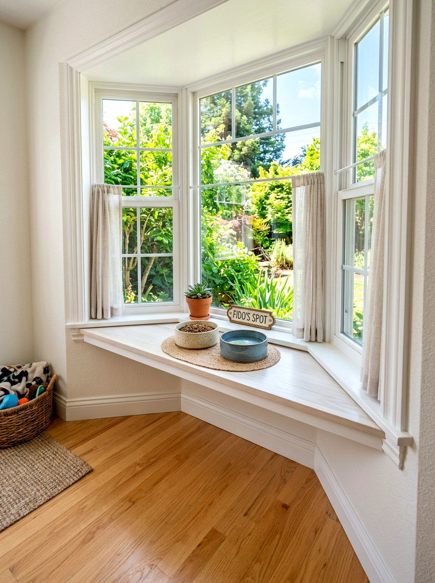 Window Nook Feeding Shelf - 30 stylish pet storage ideas