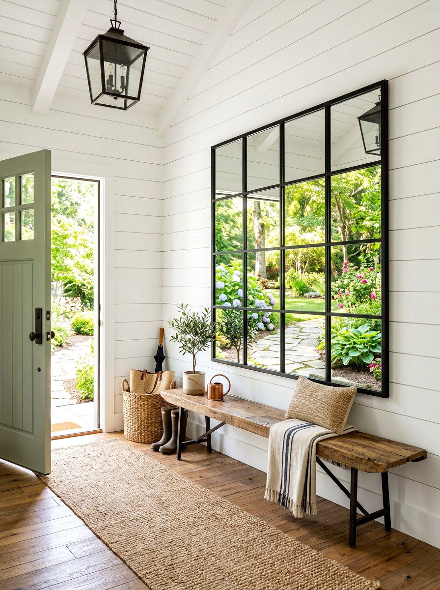 Window Pane Mirror - 30 foyer mirror wall ideas